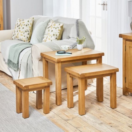 Solid Oak : Bộ Đôn Gỗ Sồi - 03 Món
